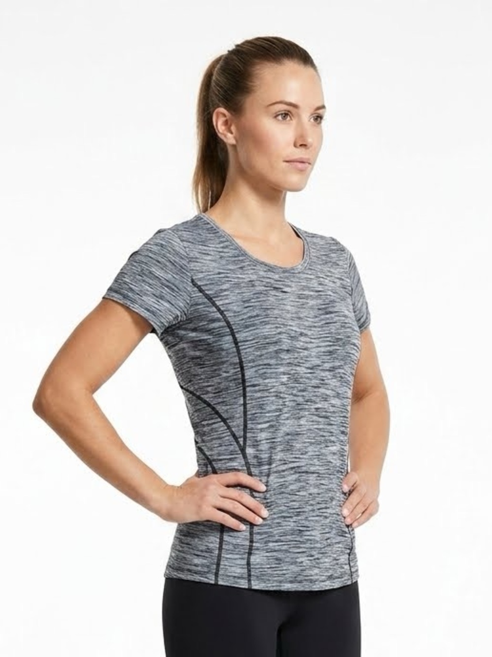 REEBOK Womens Gray Space Dye Sport Gym T-Shirt XS Extra Small EUC $30